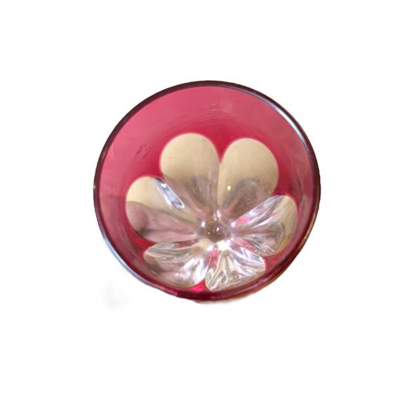 SET‎ 2 BACCARAT GENOVA CUT TO CLEAR CRANBERRY CRYSTAL CORDIAL SHOT GLASSES - Picture 5 of 5